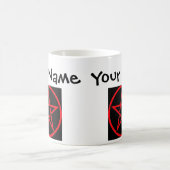 赤いパーソナライズされたペンタグラム/星形五角形ウィッカ信者マグカップ コーヒーマグカップ (中央)