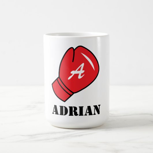 赤いパーソナライズされたボクシンググローブアイコン付きコーヒーマグ コーヒーマグカップ (中央)