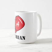 赤いパーソナライズされたボクシンググローブアイコン付きコーヒーマグ コーヒーマグカップ (正面右)