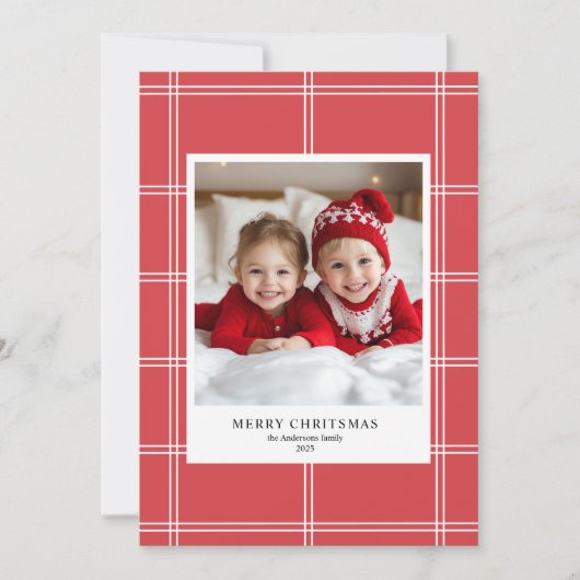 赤いパーソナライズされたメリークリスマス写真 招待状 (正面)