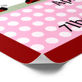 赤いパーソナライズされたラディバグ/花誕生情報ポスター ポスター (角)