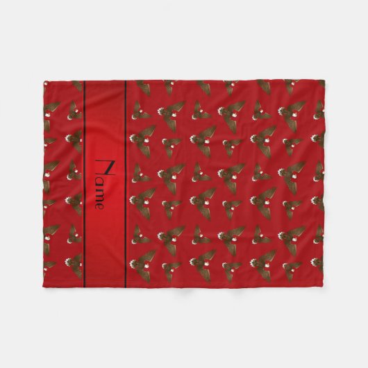 赤いパーソナライズされたワシの名前 フリースブランケット (正面(横))