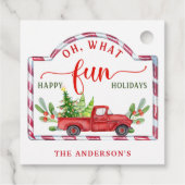 赤いパーソナライズされたヴィンテージトラックああ何のおもしろいギフト フェイバータグ (裏面)