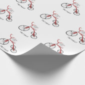 赤いパーソナライズされた三輪車の幼児キッズクリスマス ラッピングペーパー (角)