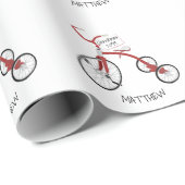 赤いパーソナライズされた三輪車の幼児キッズクリスマス ラッピングペーパー (ロールコーナー)