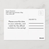 赤いパーソナライズされた写真の卒業式 ポストカード (裏面)