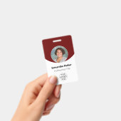 赤いパーソナライズされた写真、ロゴ、バーコード従業員 バッジ (手持ち)