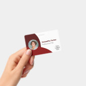 赤いパーソナライズされた写真、ロゴ、バーコード従業員 バッジ (手持ち)