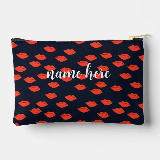 赤いパーソナライズされた唇のメイクアップパウチ アクセサリーポーチ (裏面)