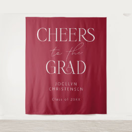 赤いパーソナライズされた応援を背景にグラッド写真 タペストリー