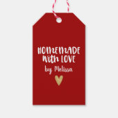 赤いパーソナライズされた手作り愛ハート ギフトタグ (正面)
