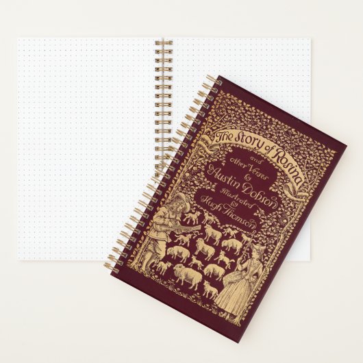 赤いパーソナライズされた本ビクトリアン誌点々のある誌 ノートブック (内側)