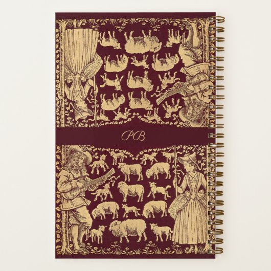 赤いパーソナライズされた本ビクトリアン誌点々のある誌 ノートブック (裏面)