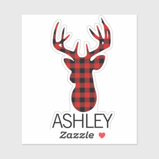 赤いパーソナライズされた格子模様の鹿のカトムネームLaptop シール (シート)