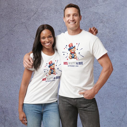 赤いパーソナライズされた白と期待される親 Tシャツ