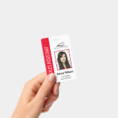 赤いパーソナライズされた社員企業のセキュリティID バッジ (手持ち)
