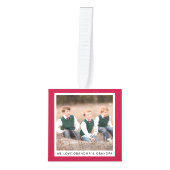 赤いパーソナライズされた祖父母のクリスマス写真 キューブオーナメント (正面)