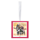 赤いパーソナライズされた祖父母のクリスマス写真 キューブオーナメント (右)