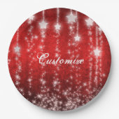 赤いパーソナライズされた秋のスターズホリデープレート ペーパープレート (正面)