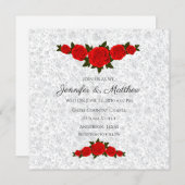 赤いパーソナライズされた結婚式招待状 招待状 (正面/裏面)