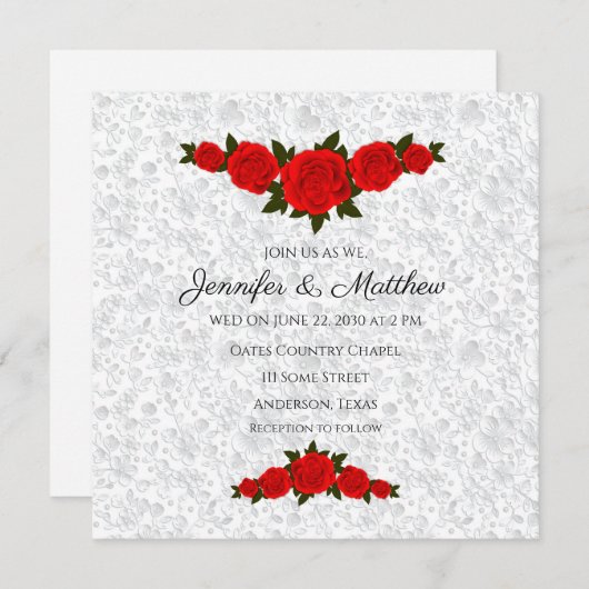 赤いパーソナライズされた結婚式招待状 招待状 (正面/裏面)