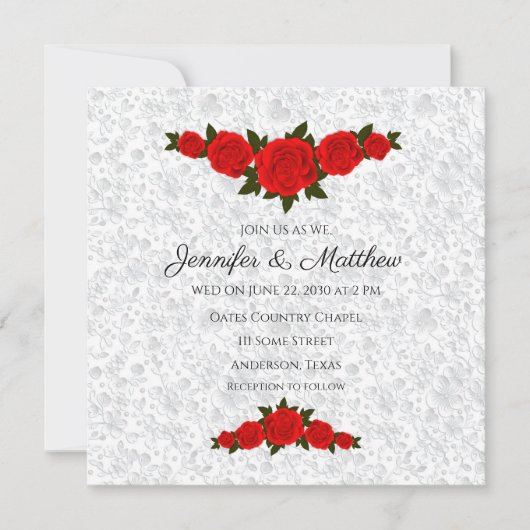 赤いパーソナライズされた結婚式招待状 招待状 (正面)