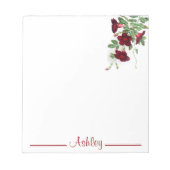 赤いパーソナライズされた花鈴メモ帳 ノートパッド (正面)