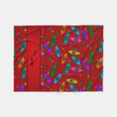 赤いパーソナライズされた虹のカヤック フリースブランケット (正面(横))