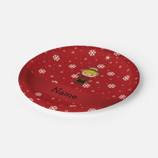 赤いパーソナライズされた雪の山 ペーパープレート (アングル)