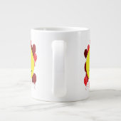 赤いパーソナライズされた風船でニヤニヤ顔 ジャンボコーヒーマグカップ (裏面)