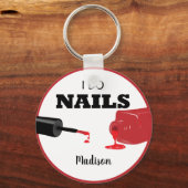 赤いパーソナライズされたI Do爪、 ネイル(ネイリスト) キーホルダー (正面)