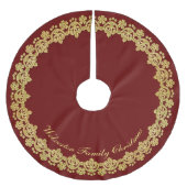 赤いパーソナライズの金ゴールドフレームの贅沢 ブラッシュドポリエステルツリースカート (正面)