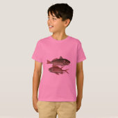 赤いパーチの釣り人アート Tシャツ (正面フル)