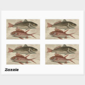 赤いパーチの魚 釣り人のアート 長方形シール (シート)