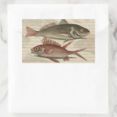 赤いパーチの魚 釣り人のアート 長方形シール (バッグ)