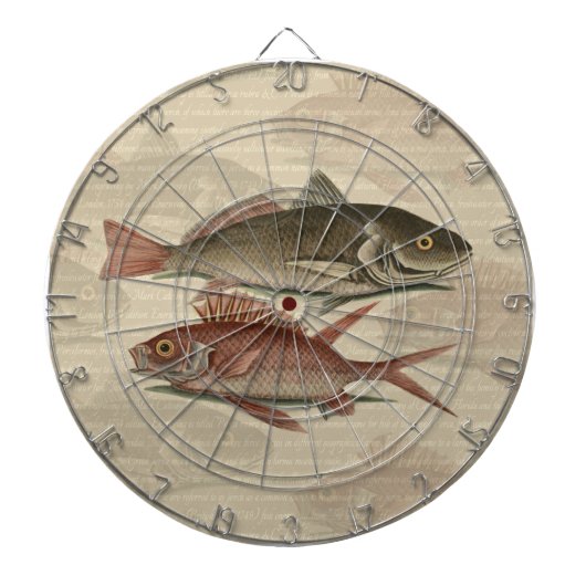 赤いパーチの魚 釣り人の芸術 ダーツボード (正面)