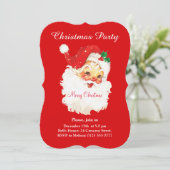 赤いパーティーの招待状のクリスマスサンタクロース 招待状 (スタンド正面)