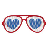 赤いパーティーは青いハート。おもしろいサングラス アビエーターサングラス (正面)