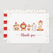 赤いパーティー帽子 サンキューカード (正面/裏面)