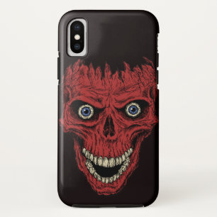 赤いヒビ割れたドクロ iPhone X ケース