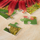 赤いヒマワリとミツバチ ジグソーパズル (側面)