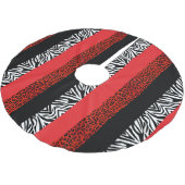 赤いヒョウおよびシマウマのカスタムのアニマルプリント ブラッシュドポリエステルツリースカート (アングル)