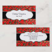 赤いヒョウのプリントのフェイクなグリッターの名刺 名刺 (正面/裏面)