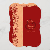 赤いヒンズー教の結婚式 招待状 (正面/裏面)