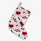 赤いヒール、ファッションアクセサリーパターン。 スモールクリスマスストッキング (正面 (吊り時))