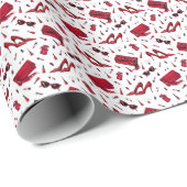 赤いヒール、ファッションアクセサリーパターン。 ラッピングペーパー (ロールコーナー)