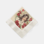 赤いビクトリアンかわいこちゃん 縁ありカクテルナプキン (角)