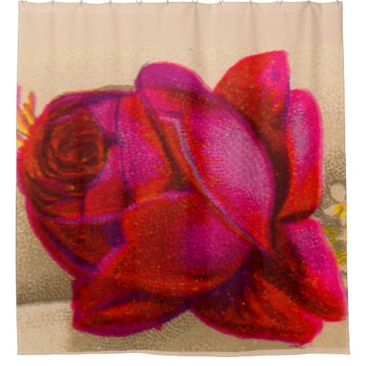 赤いビクトリアンバラ シャワーカーテン (正面)