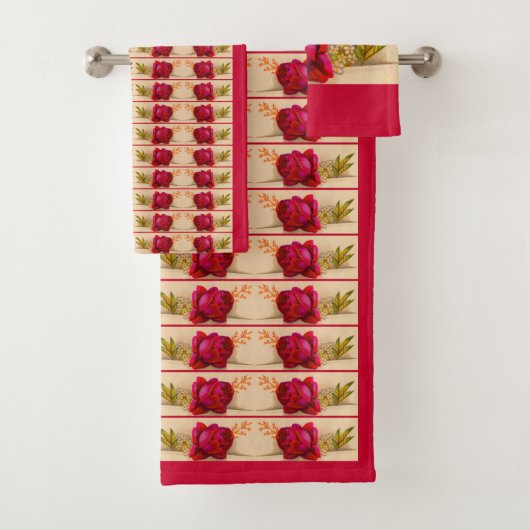 赤いビクトリアンバラ バスタオルセット (インサイチュ)