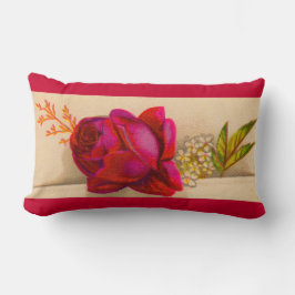 赤いビクトリアンバラ ランバークッション